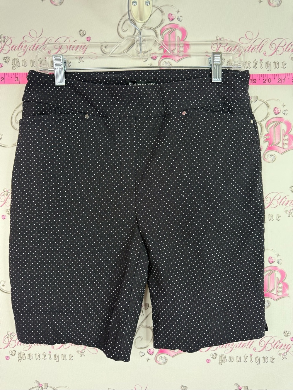 Hilary Radley shorts Black with White Polka Dot Bermuda Shorts